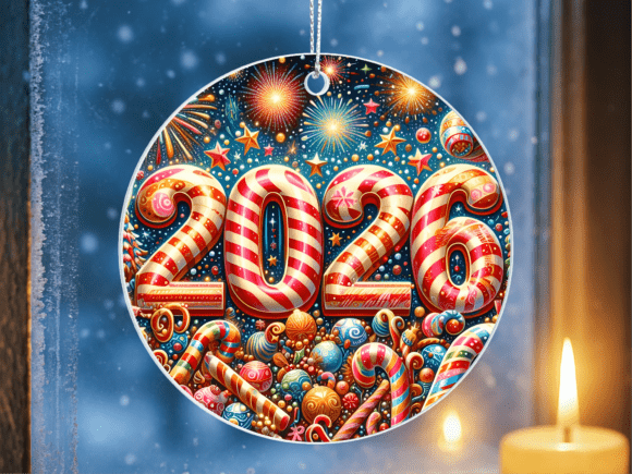 2026 Candy Cane New Year Ornament PNG: A Festive Digital Design for Creative Projects