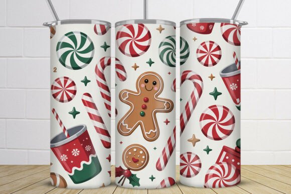 Christmas Candy Tumbler Wrap PNG File: A Festive Design for Custom Drinkware
