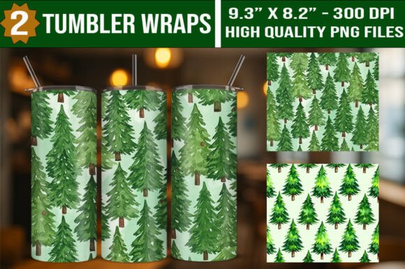 Enhance Your Drinkware with Christmas Trees Skinny Tumbler Wraps Set
