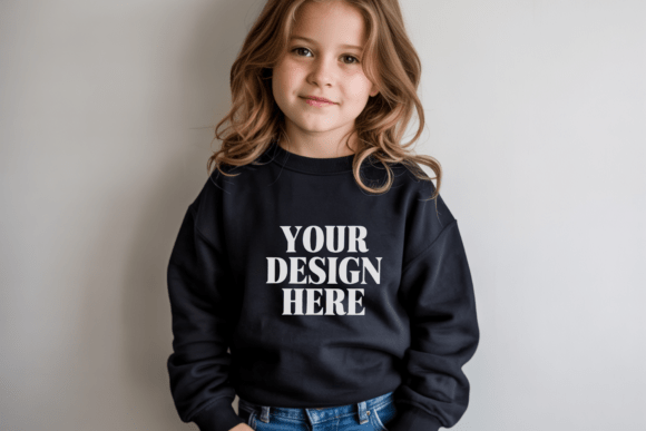 Gildan 18000B Kids Crewneck Mockup 20