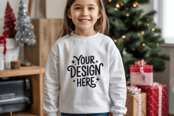 Gildan 18000B Kids Crewneck Mockup 32