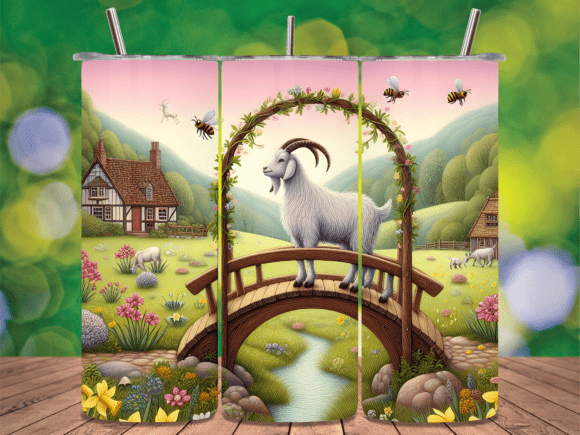 Goat on Garden Flower Bridge Tumbler PNG: A Unique Design for Creative Expression