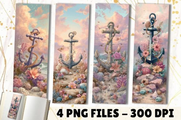 Pastel Floral Coastal Anchor Bookmark: A Versatile Digital Design for Creative Uses