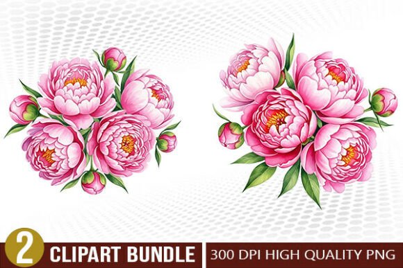 Romantic Peony Flowers Illustration Set: A Versatile Resource for Creative Projects