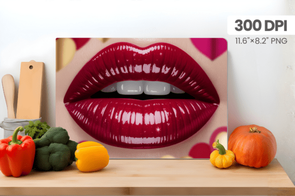Valentine's Day Lips Cutting Board PNG