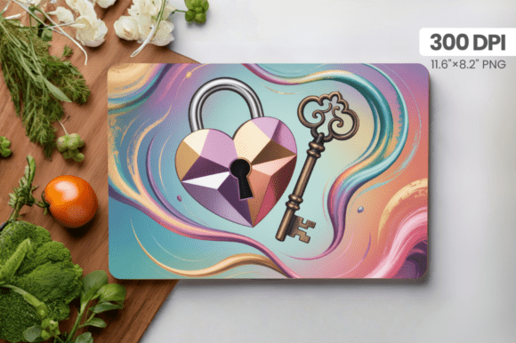 Valentine's Day Lock Key Cutting Board