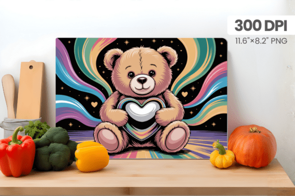 Valentines Day Teddy Bear Hold Love PNG for Creative Designers and Print-on-Demand Sellers