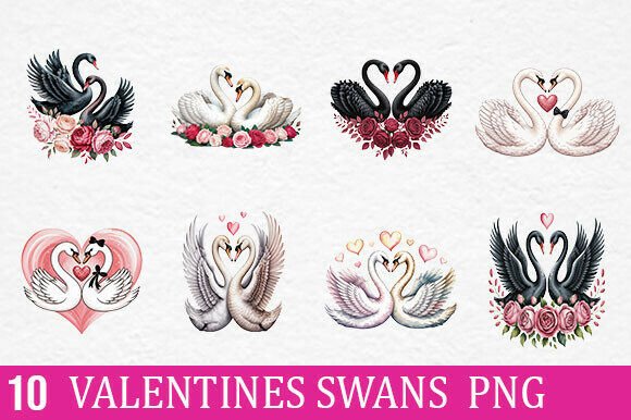 Valentines Swan Couple PNG Clipart