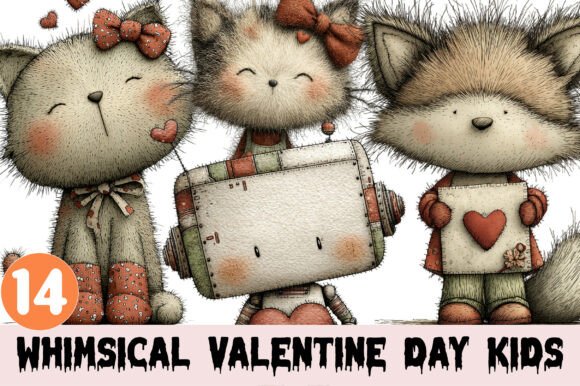Whimsical Valentine Day Kids Clipart: A Creative Treasure for Digital Designers